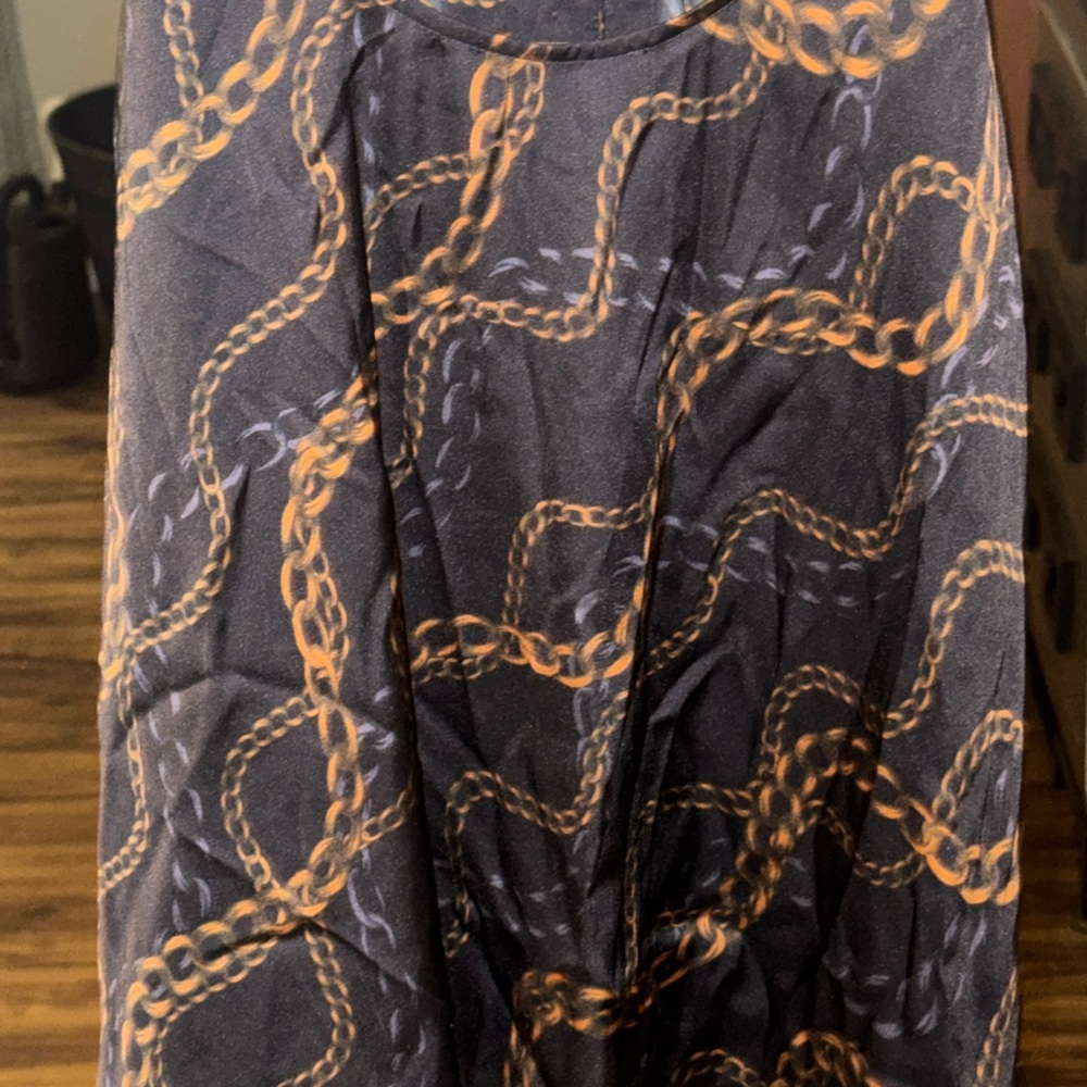 L'Academia Black and Gold Chain Print Cover up /Dress or Top - Picture 7 of 12